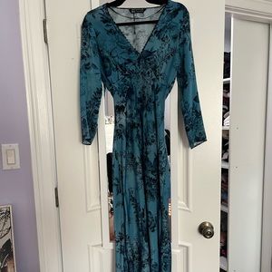 Zara blue long sleeve midi dress